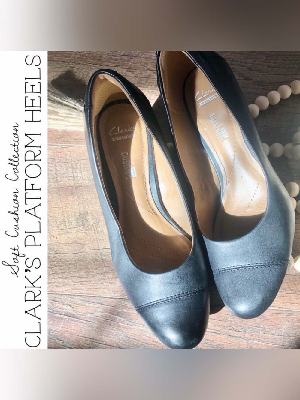 Clark’s Collection Soft Cushion Black Platform Heels